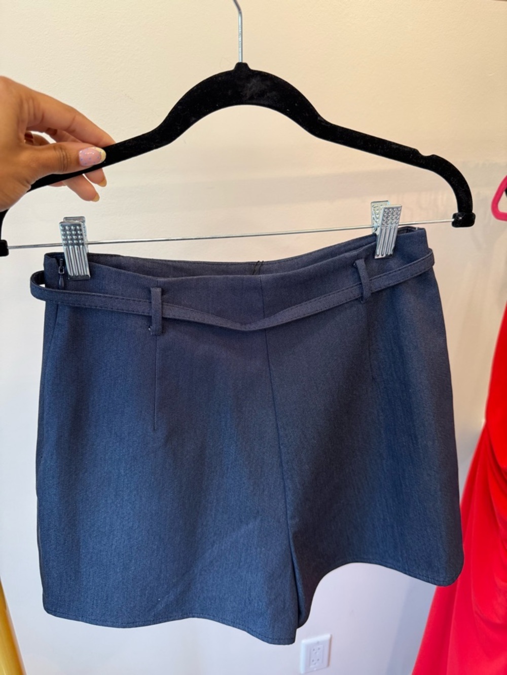 NWT Zara Women’s Belted Slit Front Mini Skort in Dark Indigo Blue Size Small - Picture 5 of 7